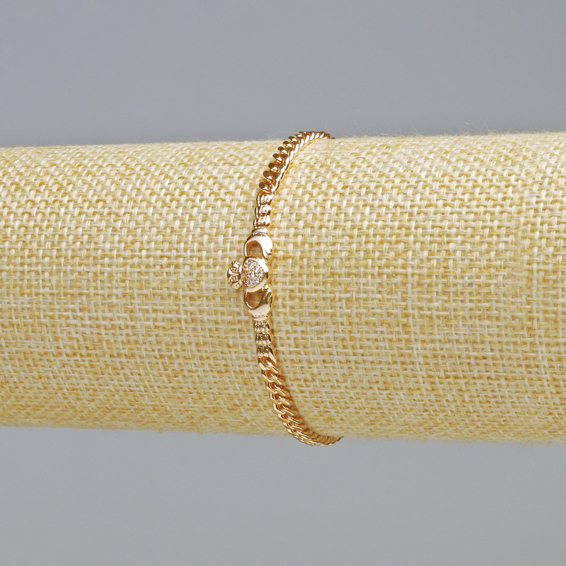 Bransoletka Xuping Pozłota 18K z białymi kryształami, grubość 3,8 mm, 8 mm +/-, długość 16 cm+