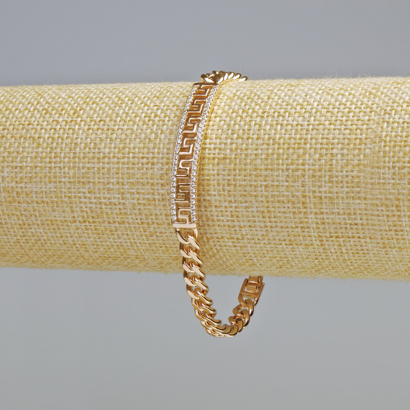 Bransoletka Xuping z pozłoceniem 18K z białymi kryształami, grubość 6 mm, 7 mm±, długość 19 cm+