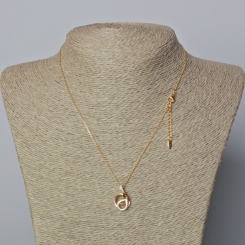 Łańcuszek Xuping pozłacany 18K, grubość 1 mm, z zawieszką "Łabędź" z białymi kryształami, średnica 20×12 mm, długość 42-45 cm