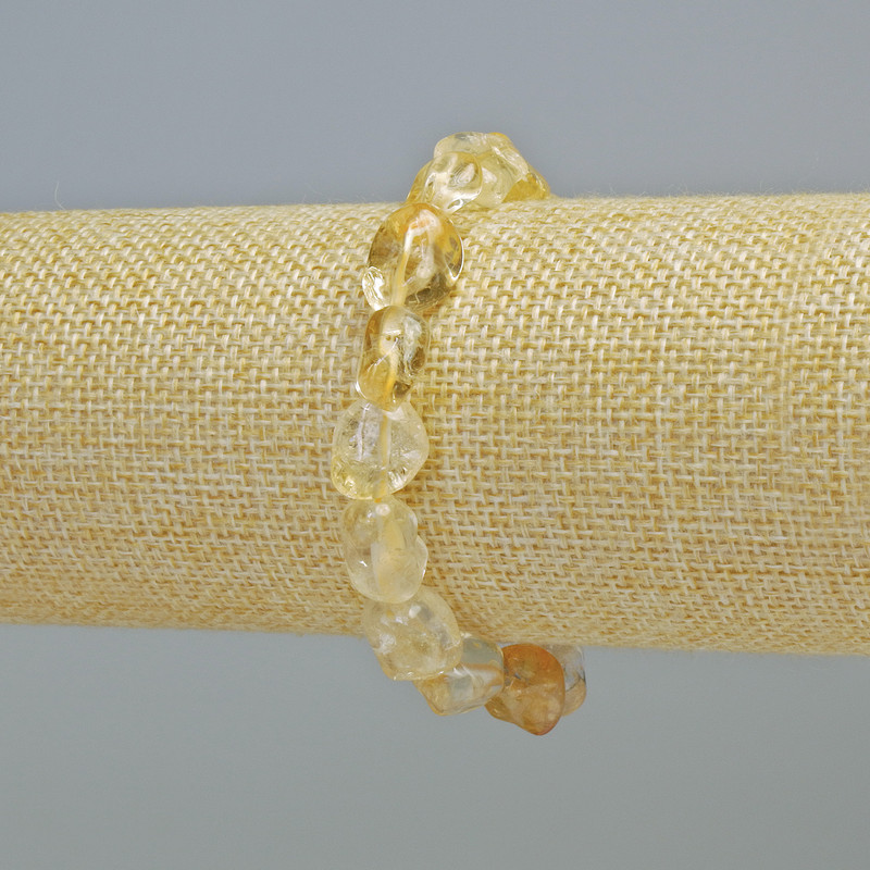 Bransoletka z naturalnego cytrynu, fasetowany kamień, średnica 10×12 mm ± (elastyczna), długość 18 cm+