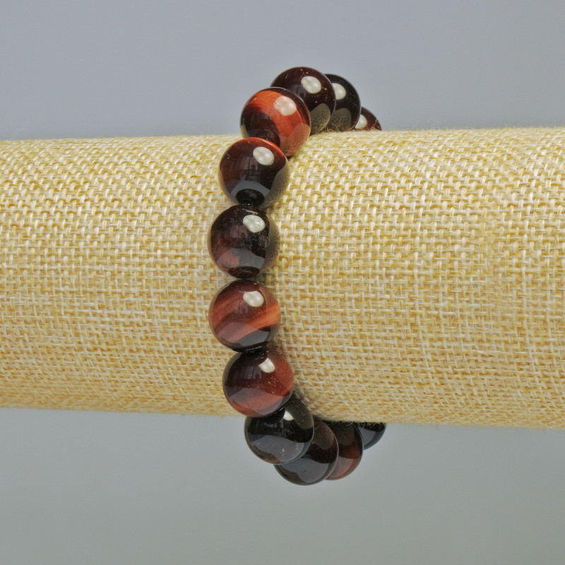 Bransoletka z naturalnego kamienia Bycze oko – gładka kulka, średnica 12 mm ± (elastyczna), długość 18 cm+