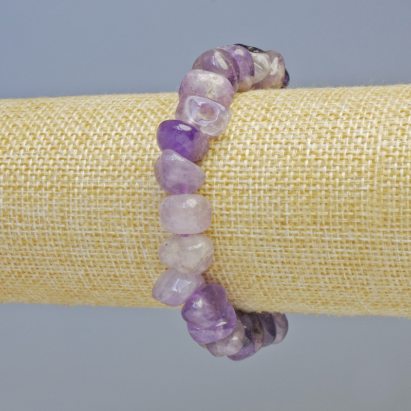 Bransoletka z naturalnym ametystem, fasetowane koraliki ametystu o średnicy 10,5×8 mm +/- (elastyczna), długość 18 cm+