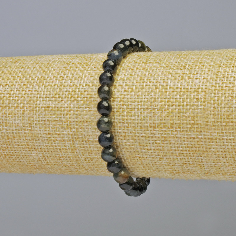 Bransoletka z sokolego oka – naturalny kamień, gładkie kulki, średnica 6,5 mm ± (elastyczna), długość 18 cm