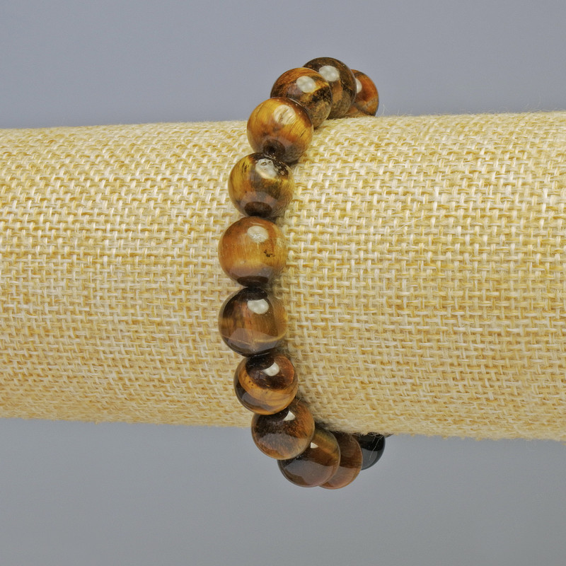 Bransoletka z tygrysiego oka, naturalny kamień, gładkie kulki, średnica około 10 mm ± (na elastycznej gumce), długość 18 cm+