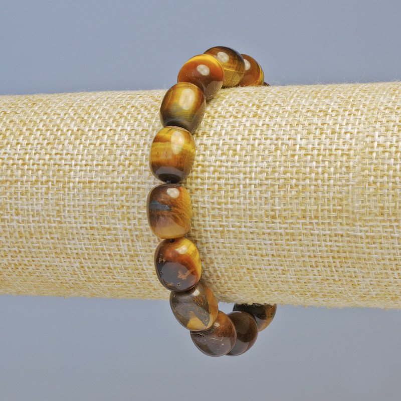 Bransoletka z tygrYSiego oka, naturalny kamień – bryłki prostokątne, średnica około 10×12 mm, na gumce, długość 18 cm+