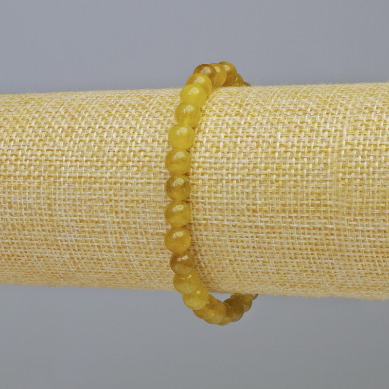 Bransoletka z żółtego kwarcu, naturalny kamień, gładkie kulki o średnicy około 6 mm, elastyczna, długość 18 cm+