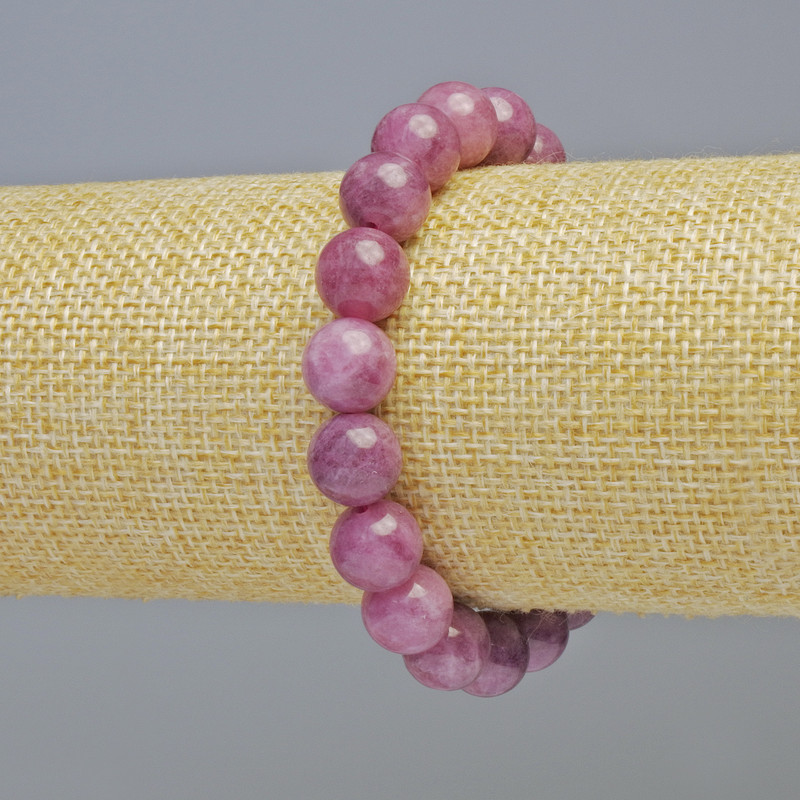 Bransoletka z rubelitu turmalinu, naturalny kamień, gładkie kulki o średnicy 10,5 mm ± (na elastycznej gumce), długość 18 cm+