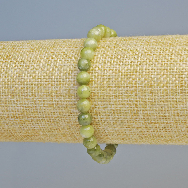 Bransoletka Zielony Opal (sztuczny akryl) gładka kuleczka, średnica 6 mm +/- (stretch), długość 18 cm+