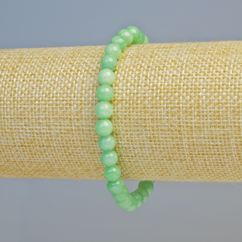 Bransoletka z amazonitu – naturalny kamień, gładkie kuleczki o średnicy 6 mm ± (elastyczna), długość 18 cm+