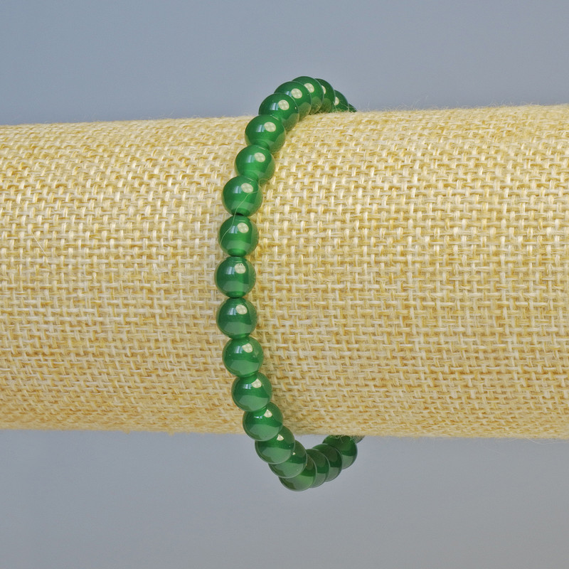 Bransoletka z naturalnym chryzoprazem, gładkie kulki o średnicy ok. 6 mm, elastyczna, długość 18 cm+