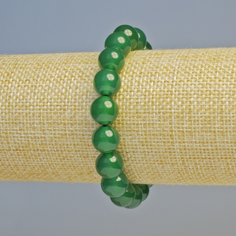 Bransoletka z chryzoprazem – naturalny kamień, gładka kulka, średnica 10 mm ± (rozciągana), długość 18 cm+