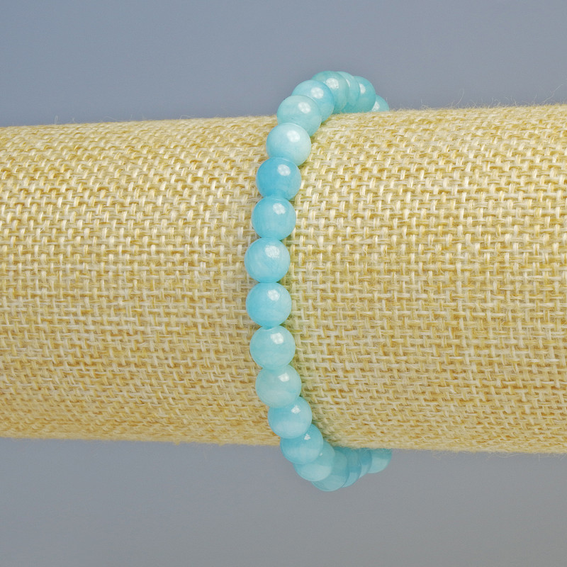 Bransoletka z akwamarynu (akrylowa), gładkie kuleczki, średnica 6,5 mm, długość 18 cm