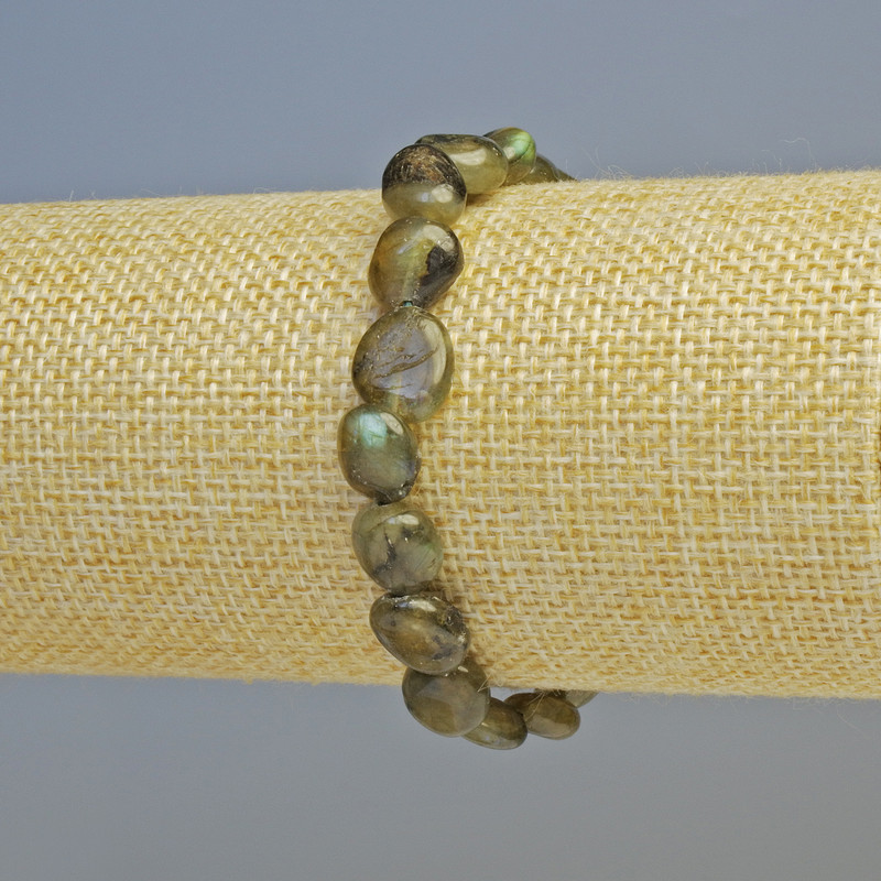 Bransoletka z labradorytu naturalnego, fasetowane kuleczki, średnica 9×10 mm ±, na elastycznej gumce, długość 18 cm+