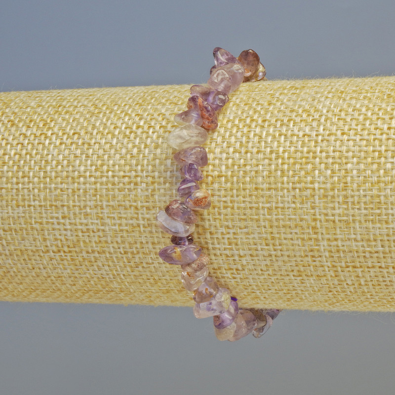 Bransoletka z ametynu, naturalny kamień, drobiny, średnica 7×3 mm ± (rozciągana), długość 18 cm+