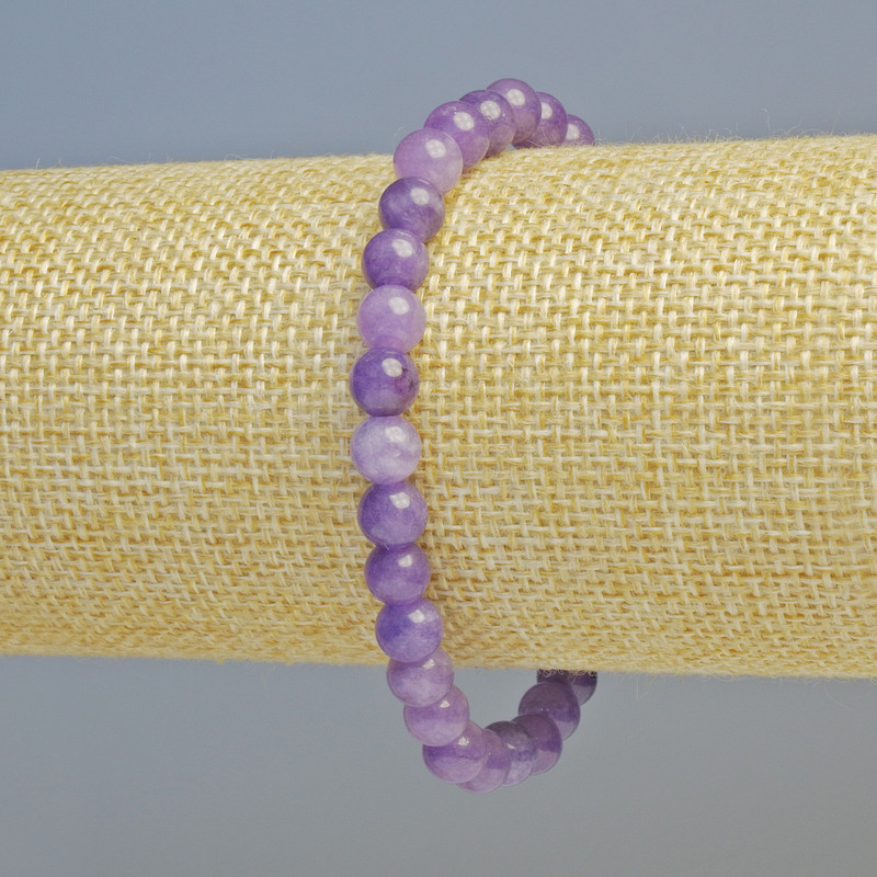 Bransoletka z lepidolitu (prasowana) gładka kulka, średnica 6,5 mm ± (elastyczna), długość 18 cm+
