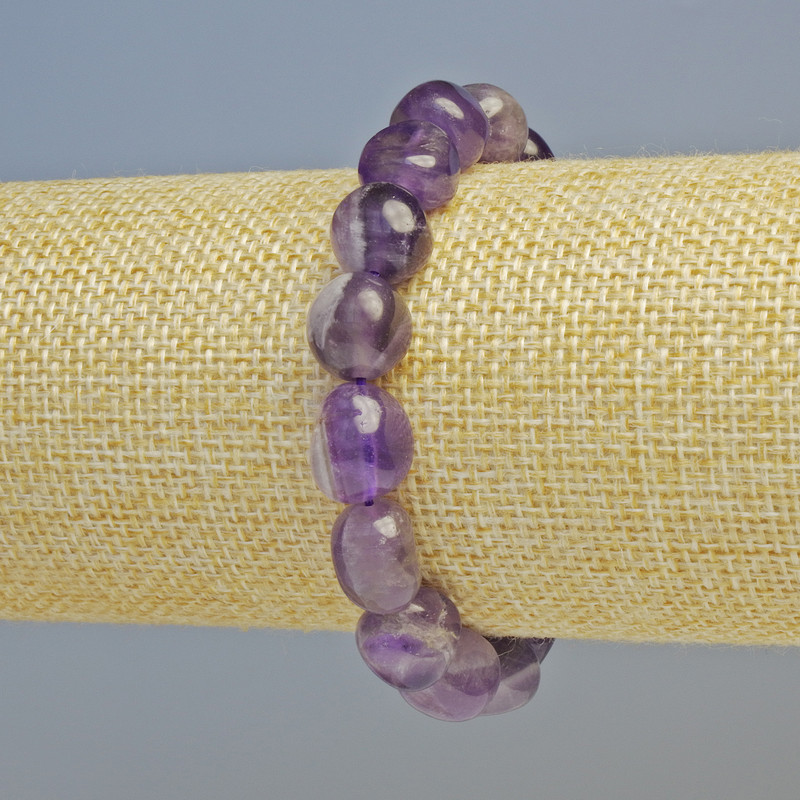 Bransoletka z naturalnego ametystu, fasetowane kuleczki, średnica 11×12 mm ± (elastyczna), długość 18 cm