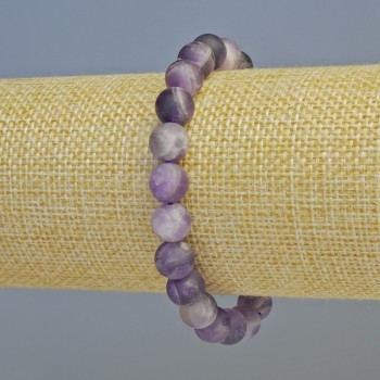 Bransoletka z ametystu – naturalny kamień, matowe gładkie kuleczki, średnica 8,5 mm ± (elastyczna), długość 18 cm+