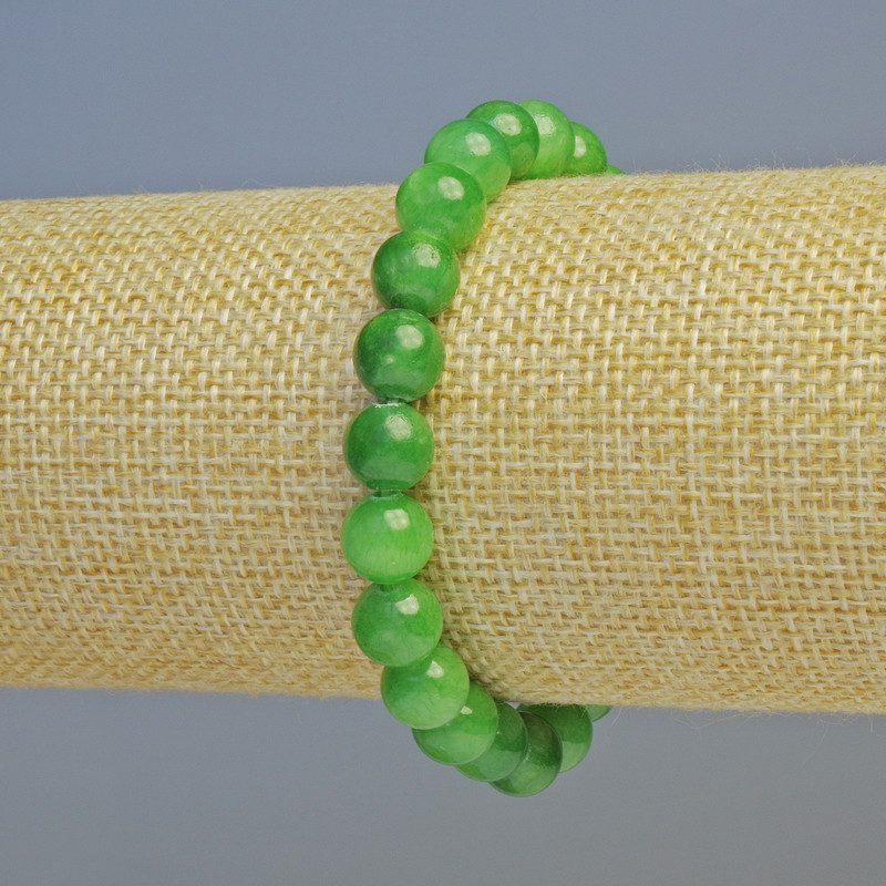 Bransoleta z chryzoprazem (sztuczny akryl) gładkie kuleczki o średnicy około 8,5 mm ± (na elastycznej gumce), długość 18 cm+