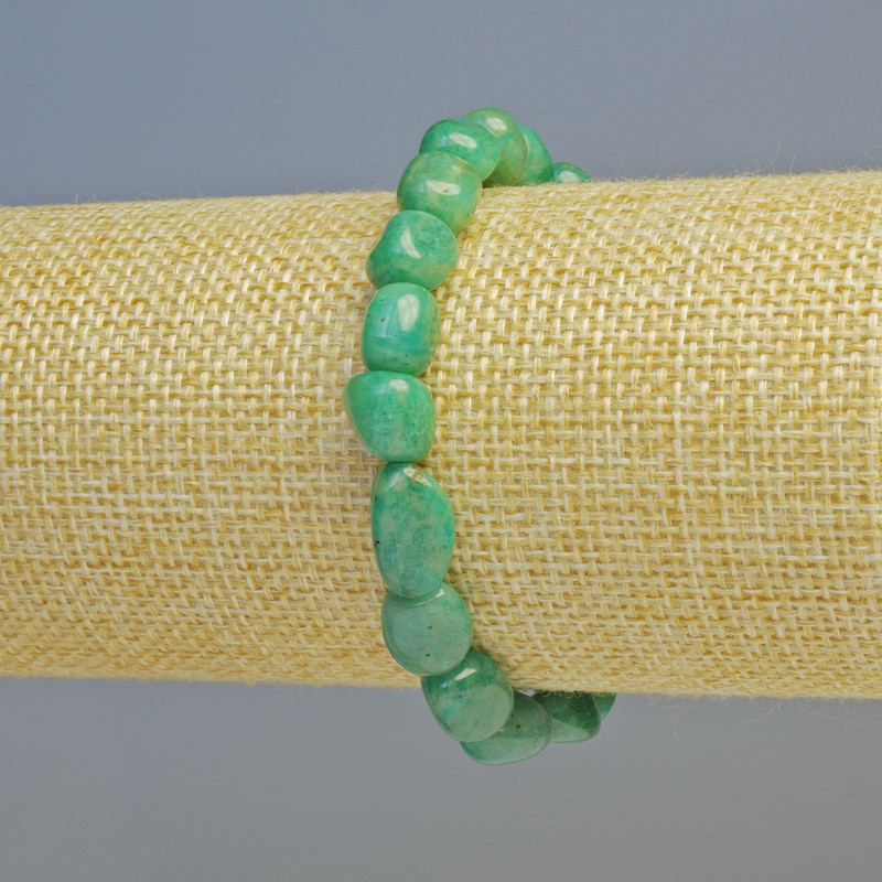 Bransoletka z amazonitu – naturalny kamień, fasetowana, średnica 9×11 mm ± (rozciągana), długość 18 cm+