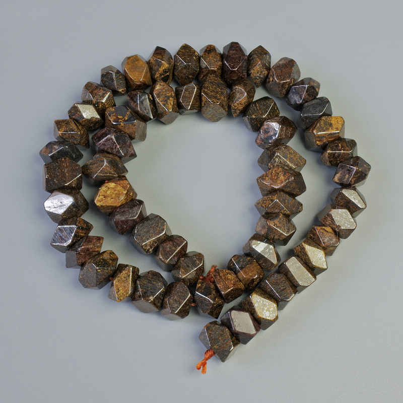 Koraliki z bronzytu naturalnego, fasetowane rondle, średnica 10×7 mm, długość około 40 cm, na nici