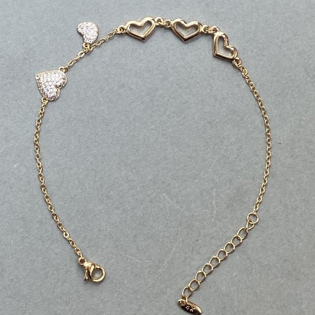 Bransoletka «Serce» Xuping Pozłocenie 18K, długość 18–21 cm, grubość 1,5 mm ze kryształami