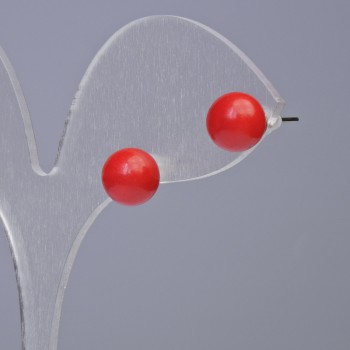 Kolczyki sztyfty z koralu (sztuczny) gładka kulka, średnica 8 mm+