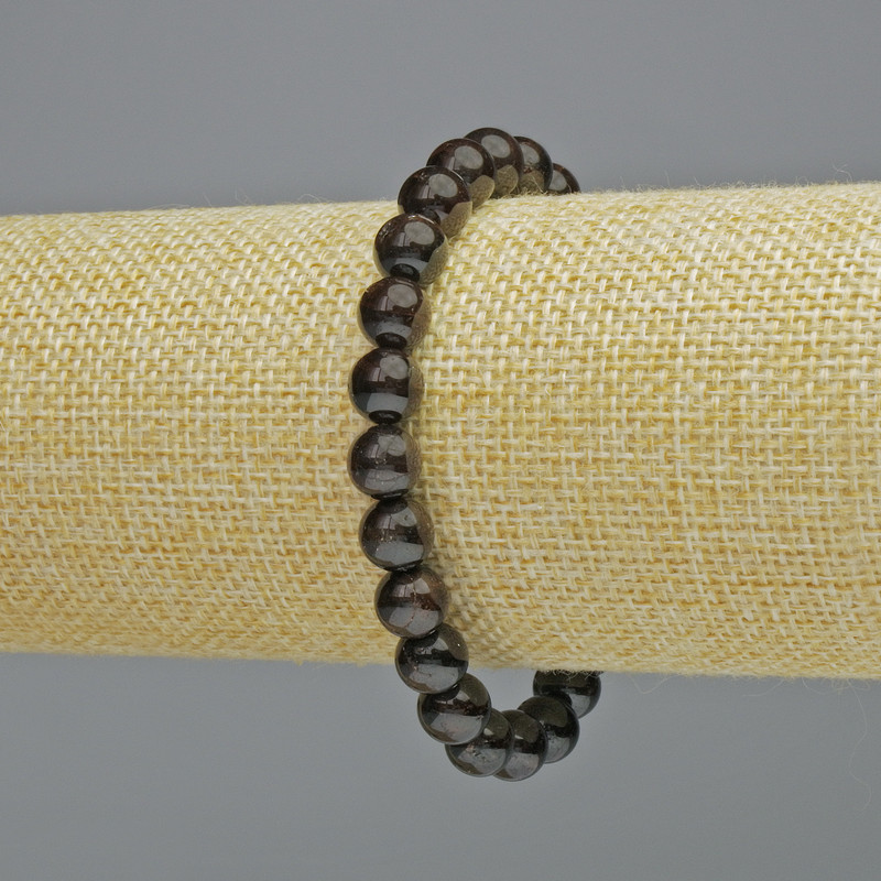 Bransoletka z granatu – naturalny kamień, gładkie kulki, średnica 8 mm ± (elastyczna), długość 18 cm+