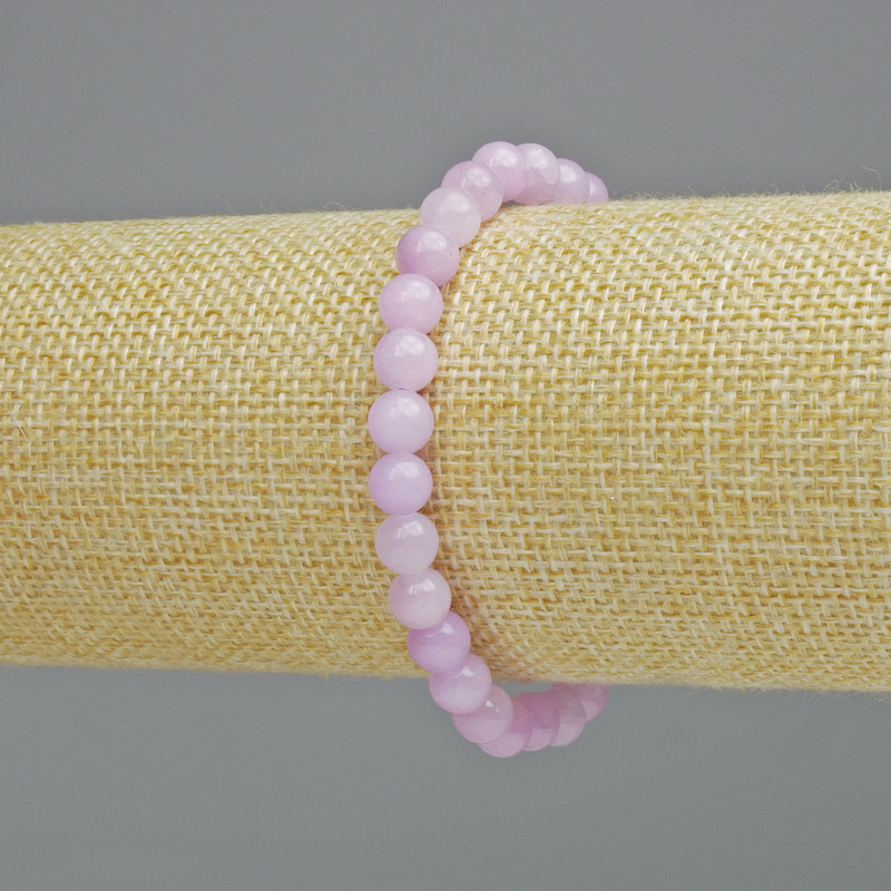 Bransoletka z kunzytu (sztuczny akryl) gładka kuleczka, średnica około 6,5 mm ± (elastyczna) długość 18 cm+