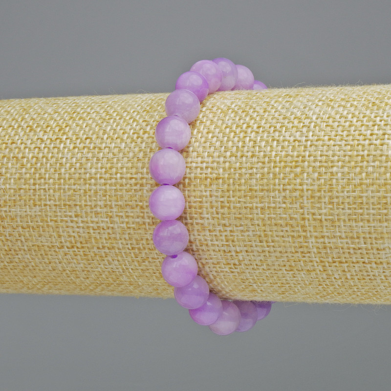 Bransoletka ametystowa (sztuczny akryl) gładka kulka, średnica 8,5 mm ± (rozciągana), długość 18 cm+