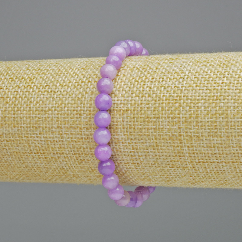 Bransoletka Ametyst (sztuczny akryl) gładka kuleczka, średnica 6,5 mm ± (elastyczna), długość 18 cm+