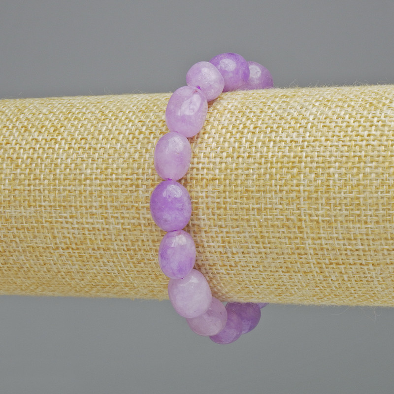 Bransoletka z lawendowego ametystu, naturalny kamień, fasetowane koraliki o średnicy 9×12 mm ± (elastyczna), długość 18 cm+