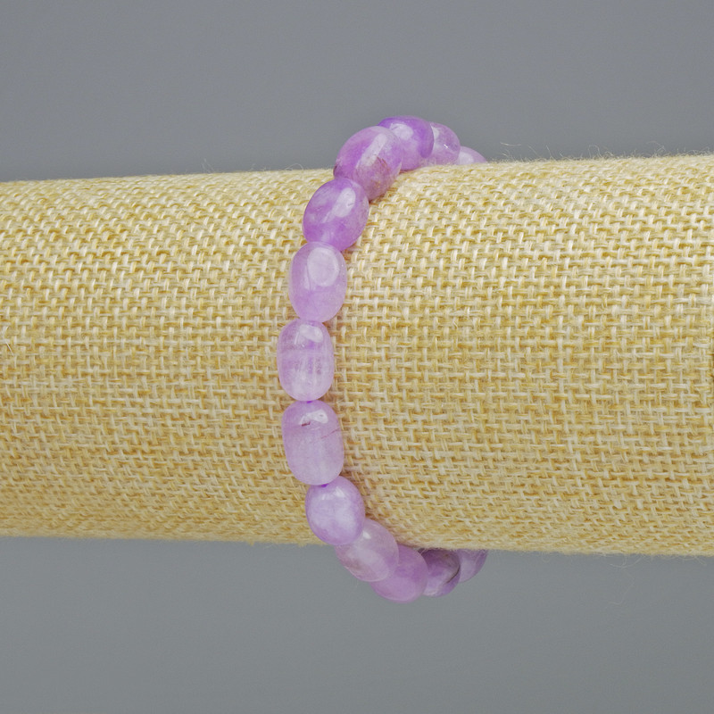 Bransoletka z lawendowego ametystu, naturalny kamień, fasetowane koraliki, średnica 7×10,5 mm, na elastycznej bazie, długość 18 cm+