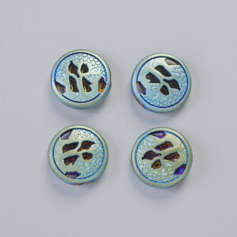 Koralik hematytu w kolorze matowy kameleon, średnica 12×4,5 mm ± (4 szt.)