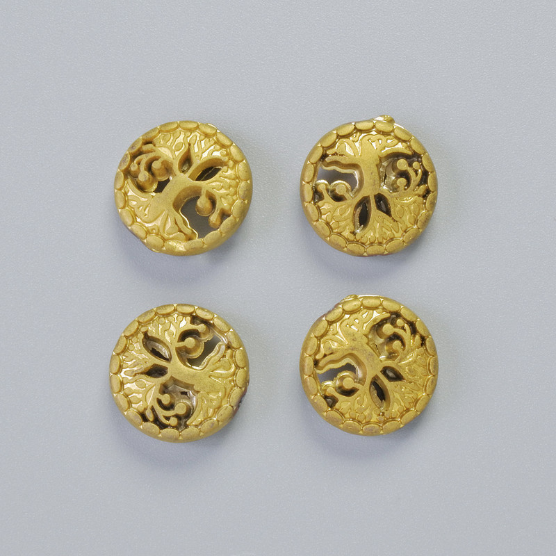 Koralik hematitu „Drzewo” w matowym złotym odcieniu, wymiary około 12,5 × 4,5 mm (+/- 4 szt.)