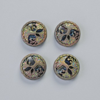 Koralik hematytowy „Drzewo” kolor matowy chameleonowy, średnica 12,5×4,5 mm ± (4 szt.)