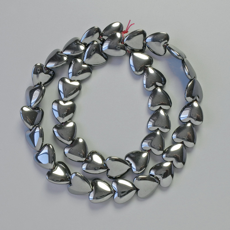 Koraliki hematytu w kształcie serca, czarny kolor, średnica 10×10×4 mm, długość 41 cm ±, naszyjnik