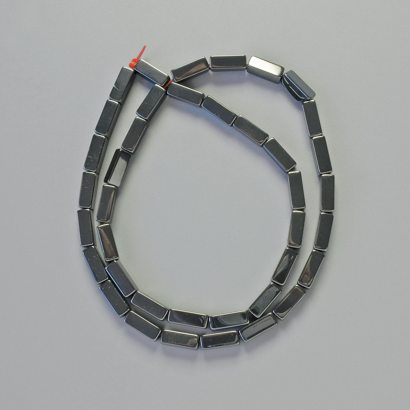 Koraliki hematytu prostokątne, kolor czarny, średnica 10x4 mm, długość ok. 41 cm – naszyjnik z koralików hematytu