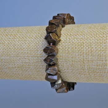 Bransoletka z bronzytu – fasetowane koraliki w kształcie rondeli, średnica 10×7 mm, długość 18 cm, elastyczna