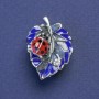Broszka «Biedronka» żółto-niebieska emalia, kolor metalu: srebro, 17×24 mm+