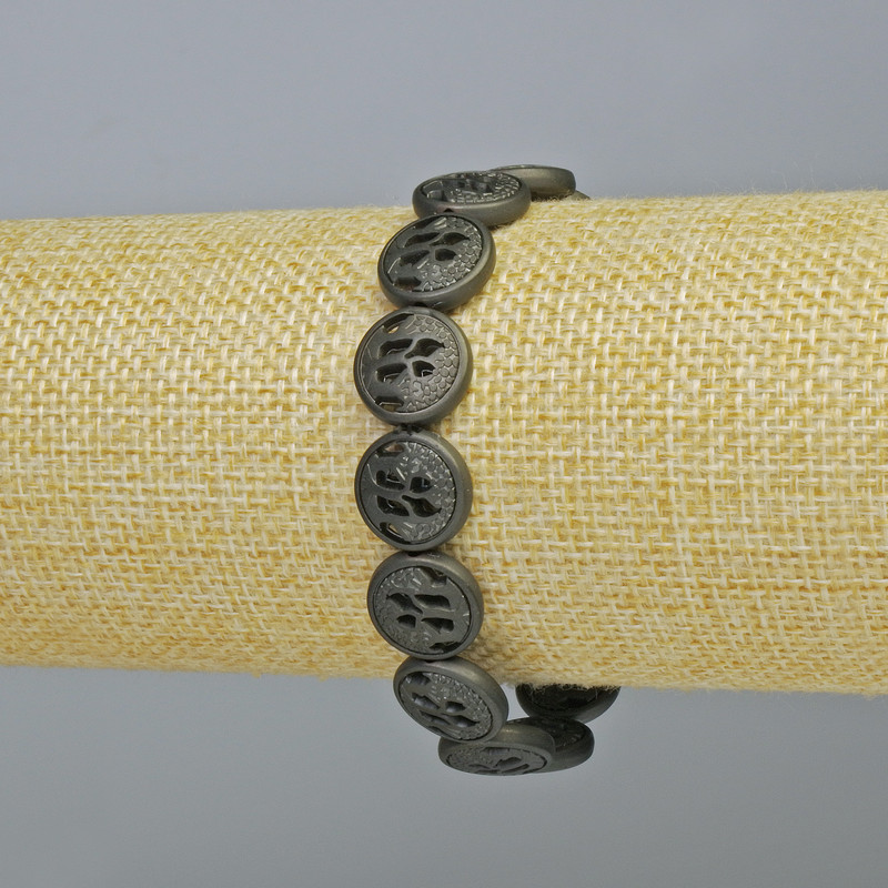Bransoletka hematytu, kolor matowy czarny, średnica 12×4,5 mm, długość 18 cm ± (elastyczna)