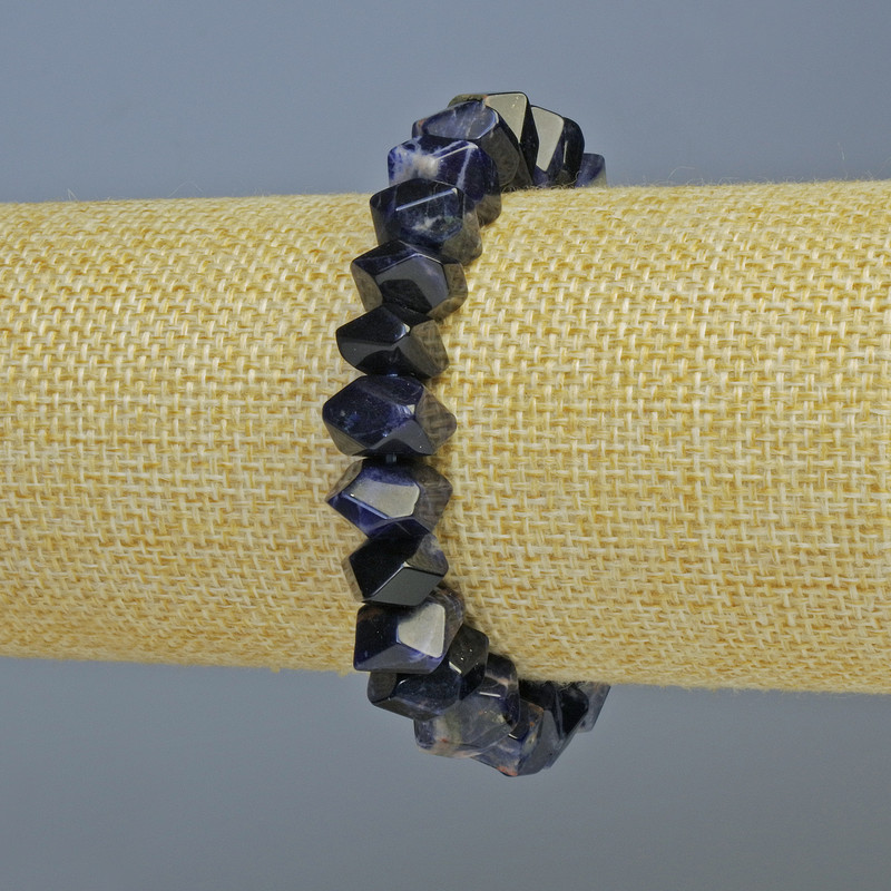Bransoleta z sodalitu, naturalny kamień fasetowany rondel, średnica 10,5×6,5 mm, długość 18 cm +/- (elastyczna)