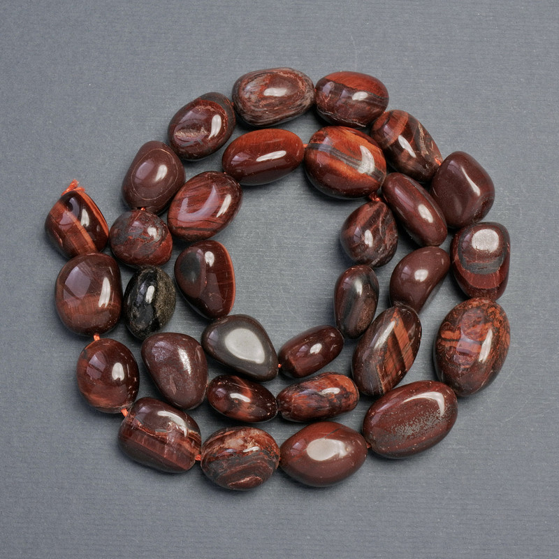 Koraliki z naturalnego kamienia – Tygrysie oko fasetowane, średnica 18×12–11×10 mm, długość 39 cm +/-