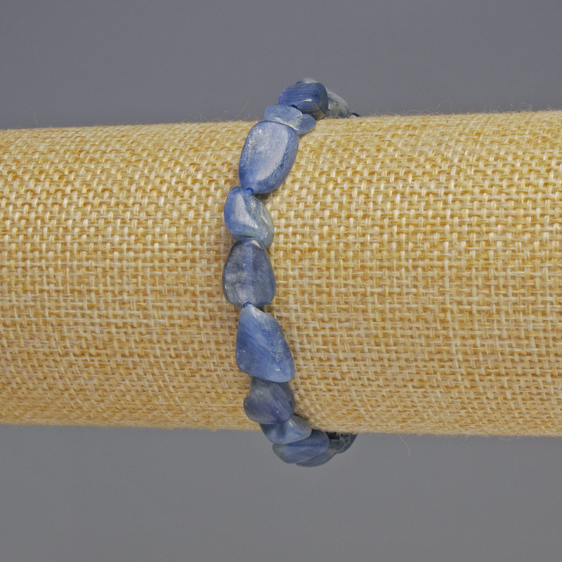 Bransoletka z kyanitu – naturalny kamień, fasetowane koraliki, średnica koralików 8×10×5 mm, długość 18 cm, elastyczna