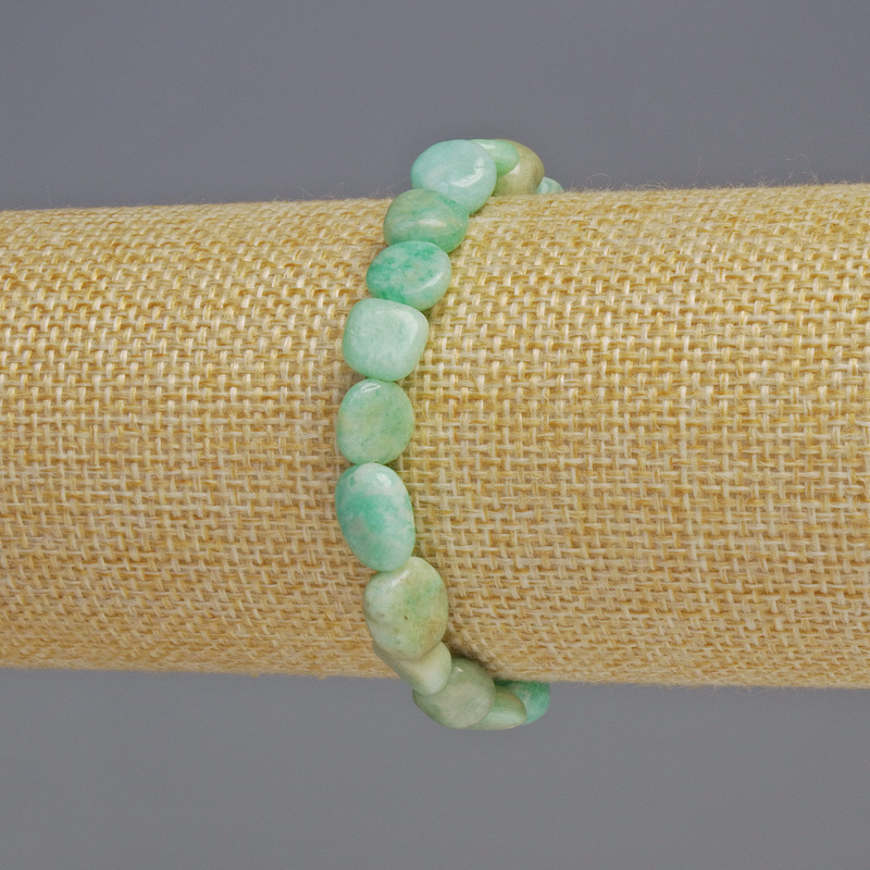 Bransoletka z amazonitu, naturalny kamień, fasetowana, średnica 8×8×5 mm ±, długość 18 cm ±, elastyczna