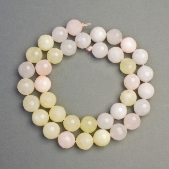 Koraliki morganitu na nici, naturalny kamień, fasetowane kulki, średnica 10 mm, długość 38 cm