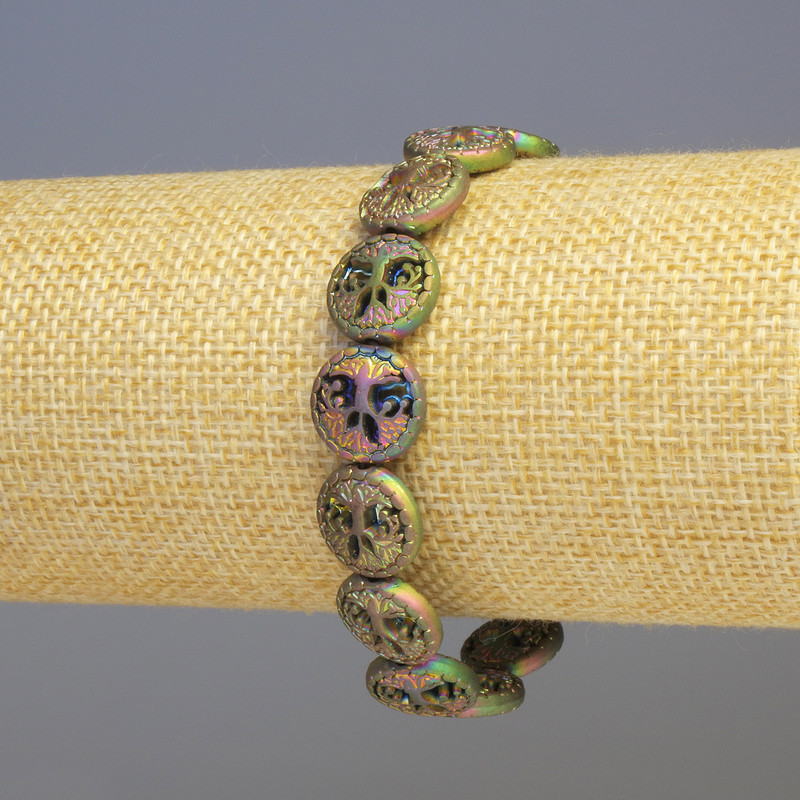 Bransoletka z hematytu i drewna, wielobarwna, średnica 12×4 mm, długość 18 cm, elastyczna