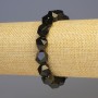 Bransoletka z obsydianu słonecznego, naturalny kamień, koraliki wielokątne, średnica 11×11 mm ±, długość 18 cm ±, elastyczna