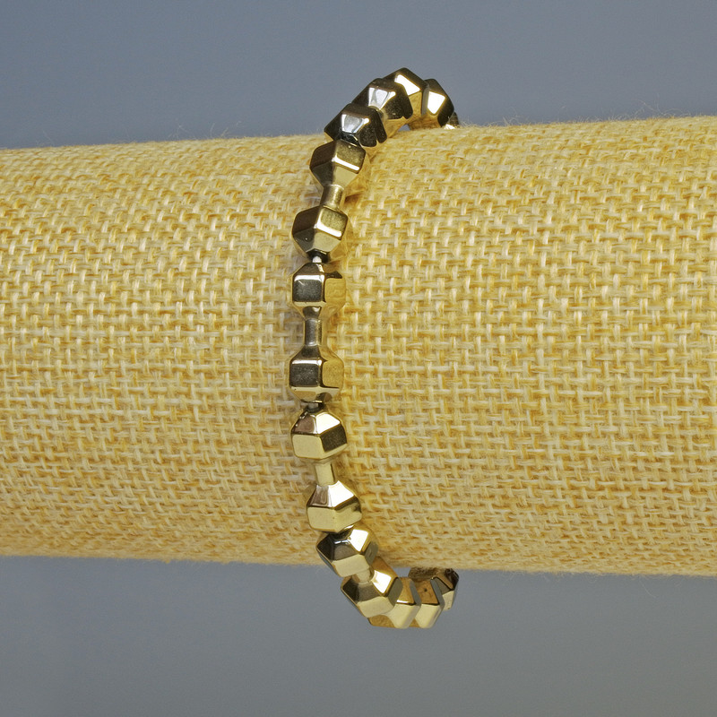 Bransoletka z hematytu w kształcie hantli, kolor jasny brąz, średnica 15×6 mm, długość 18 cm, elastyczna