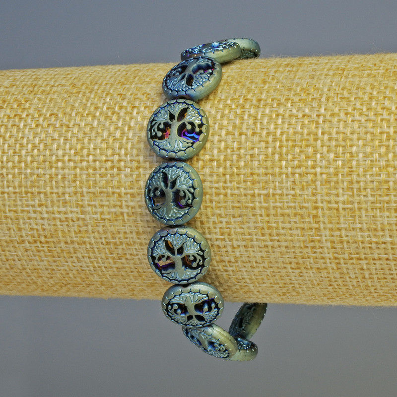 Bransoletka z hematytu „Drzewo” w kolorze matowym chameleonowym, średnica 12,5×4,5 mm, długość około 18 cm, elastyczna