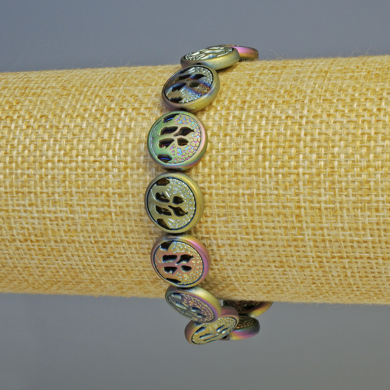 Bransoletka z hematytu w kolorze matowym z efektem kameleona, średnica 12×4,5 mm, długość 18 cm, elastyczna